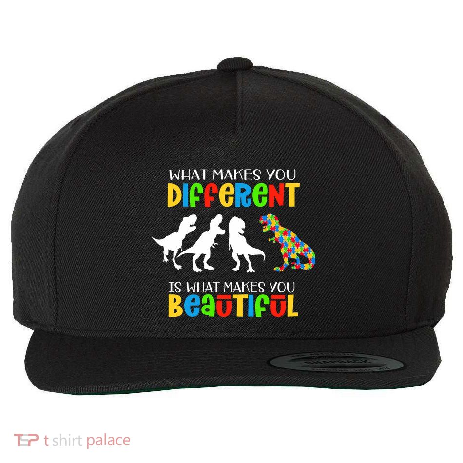 Different Beautiful Autism Awareness Puzzle Piece T Rex Wool Snapback Cap