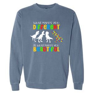 Different Beautiful Autism Awareness Puzzle Piece T Rex Garment-Dyed Sweatshirt