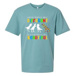 Different Beautiful Autism Awareness Puzzle Piece T Rex Sueded Cloud Jersey T-Shirt