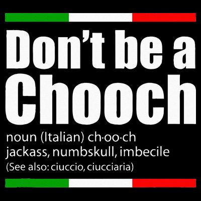Dont Be A Chooch Italian Slang Funny Saying English Meaning T-Shirt
