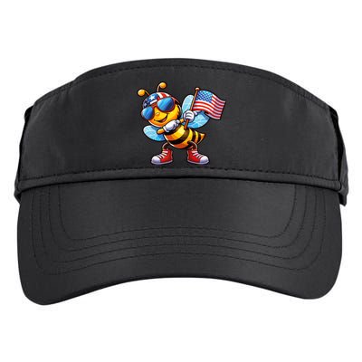 Dabbing Bee American Flag Memorial Day 4th Of July Adult Drive Performance Visor