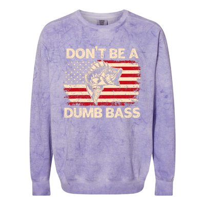 DonT Be A Dumb Bass Vintage Usa Flag Funny Bass Fishing Colorblast Crewneck Sweatshirt