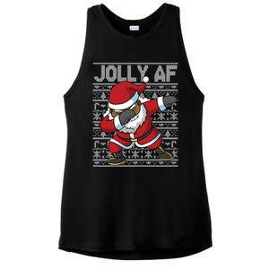 Dabbing Black African American Santa Claus Jolly Af Funny Great Gift Ladies PosiCharge Tri-Blend Wicking Tank