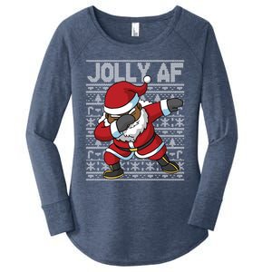 Dabbing Black African American Santa Claus Jolly Af Funny Great Gift Women's Perfect Tri Tunic Long Sleeve Shirt