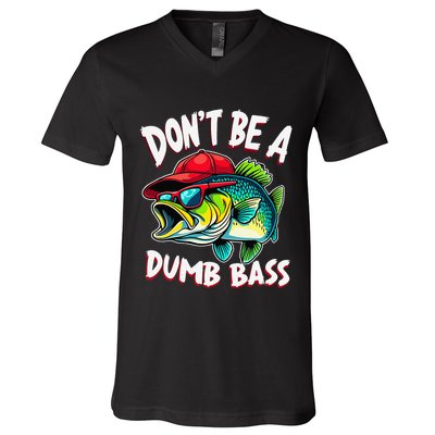 DonT Be A Dumb Bass Fishing Humor Fisherman Master Baiter .Png V-Neck T-Shirt