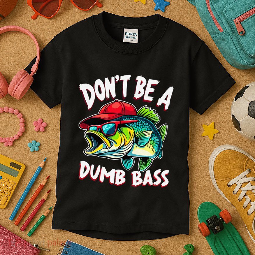 DonT Be A Dumb Bass Fishing Humor Fisherman Master Baiter .Png Kids T-Shirt