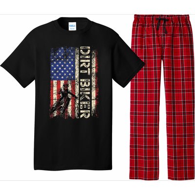 Dirt Bike American USA Flag Motocross Biker 4th Of July Men Pajama Set