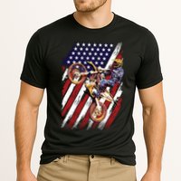 Dirt Bike American Flag Motocross Biker 4th Of July Cooling Performance Crew T-Shirt