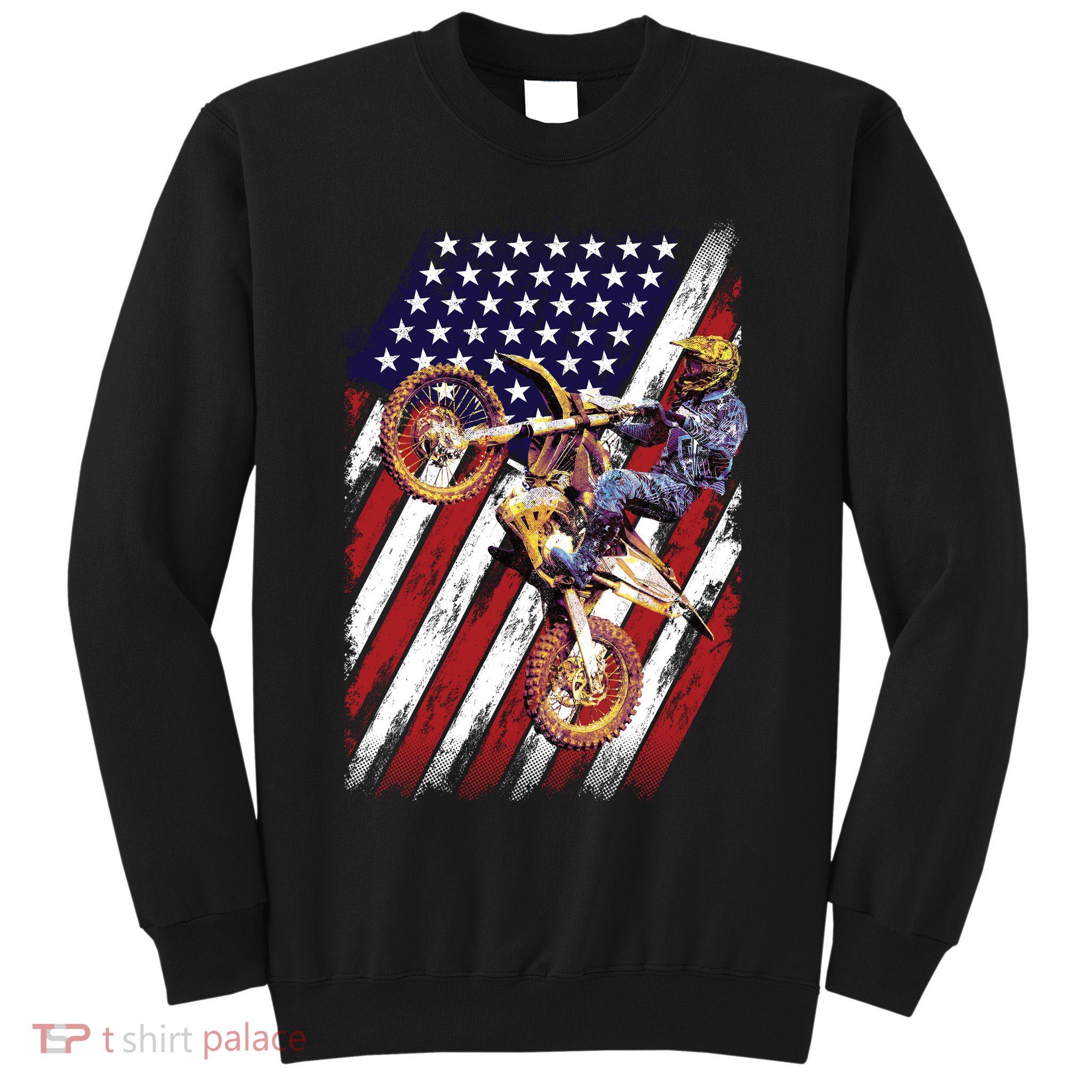 Dirt Bike American Flag Motocross Biker 4th Of July Sweatshirt