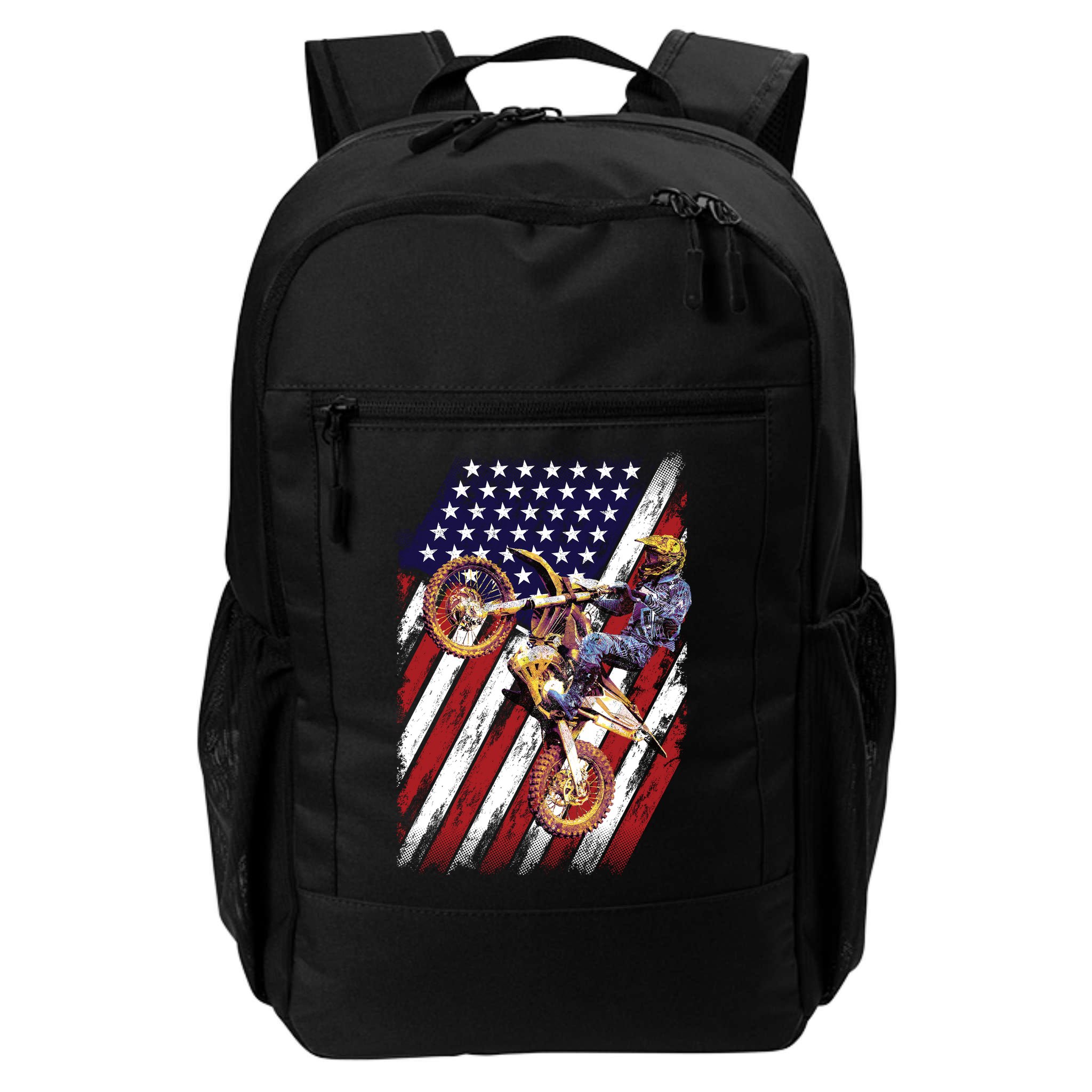 Dirt Bike American Flag Motocross Biker 4th Of July Backpack