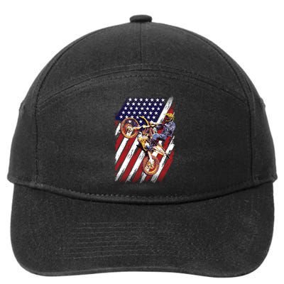 Dirt Bike American Flag Motocross Biker 4th Of July 7-Panel Snapback Hat