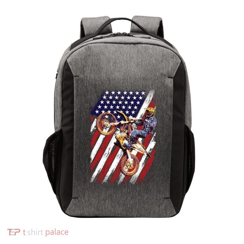 Dirt Bike American Flag Motocross Biker 4th Of July Vector Backpack