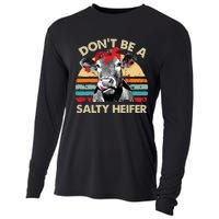 Dont Be A Salty Heifer Cows Lover Gift Vintage Farm Cooling Performance Long Sleeve Crew