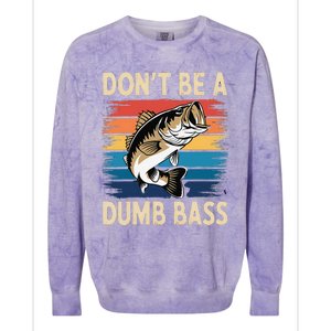 Don’T Be A Dumb Bass Retro Fishing Humor Colorblast Crewneck Sweatshirt