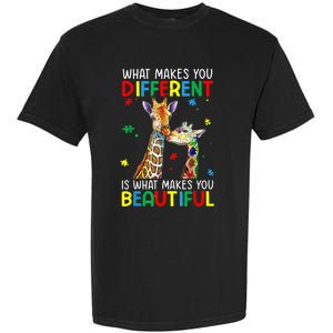 Different Beautiful Autism Awareness Puzzle Piece Giraffe Garment-Dyed Heavyweight T-Shirt