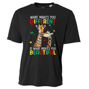 Different Beautiful Autism Awareness Puzzle Piece Giraffe Cooling Performance Crew T-Shirt