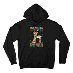 Different Beautiful Autism Awareness Puzzle Piece Giraffe Hoodie