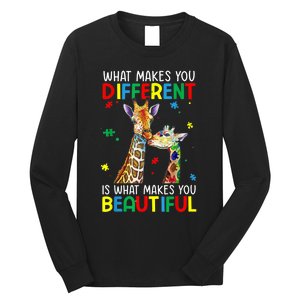 Different Beautiful Autism Awareness Puzzle Piece Giraffe Long Sleeve Shirt