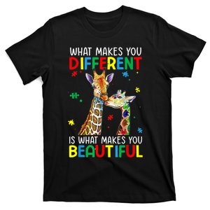 Different Beautiful Autism Awareness Puzzle Piece Giraffe T-Shirt