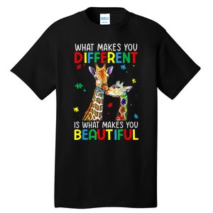 Different Beautiful Autism Awareness Puzzle Piece Giraffe Tall T-Shirt