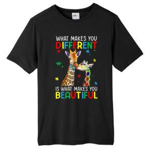 Different Beautiful Autism Awareness Puzzle Piece Giraffe Tall Fusion ChromaSoft Performance T-Shirt