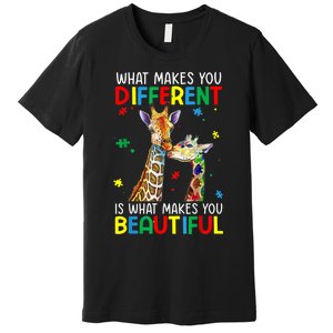 Different Beautiful Autism Awareness Puzzle Piece Giraffe Premium T-Shirt