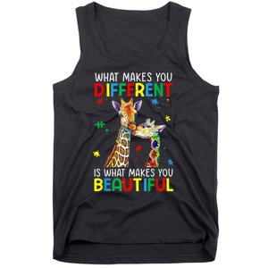 Different Beautiful Autism Awareness Puzzle Piece Giraffe Tank Top