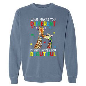 Different Beautiful Autism Awareness Puzzle Piece Giraffe Garment-Dyed Sweatshirt