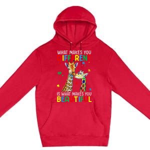 Different Beautiful Autism Awareness Puzzle Piece Giraffe Premium Pullover Hoodie