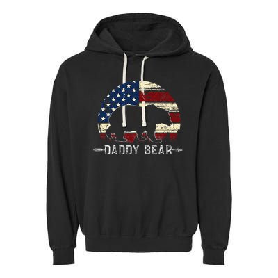 Daddy Bear American Flag 4th Of July Fathers Day Garment-Dyed Fleece Hoodie