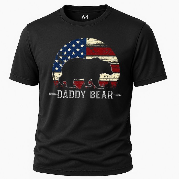 Daddy Bear American Flag 4th Of July Fathers Day Cooling Performance Crew T-Shirt