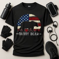 Daddy Bear American Flag 4th Of July Fathers Day Cooling Performance Crew T-Shirt
