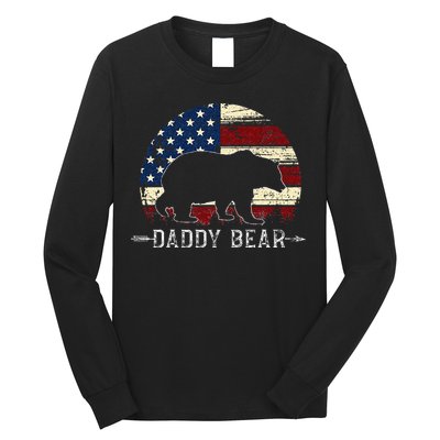 Daddy Bear American Flag 4th Of July Fathers Day Long Sleeve Shirt