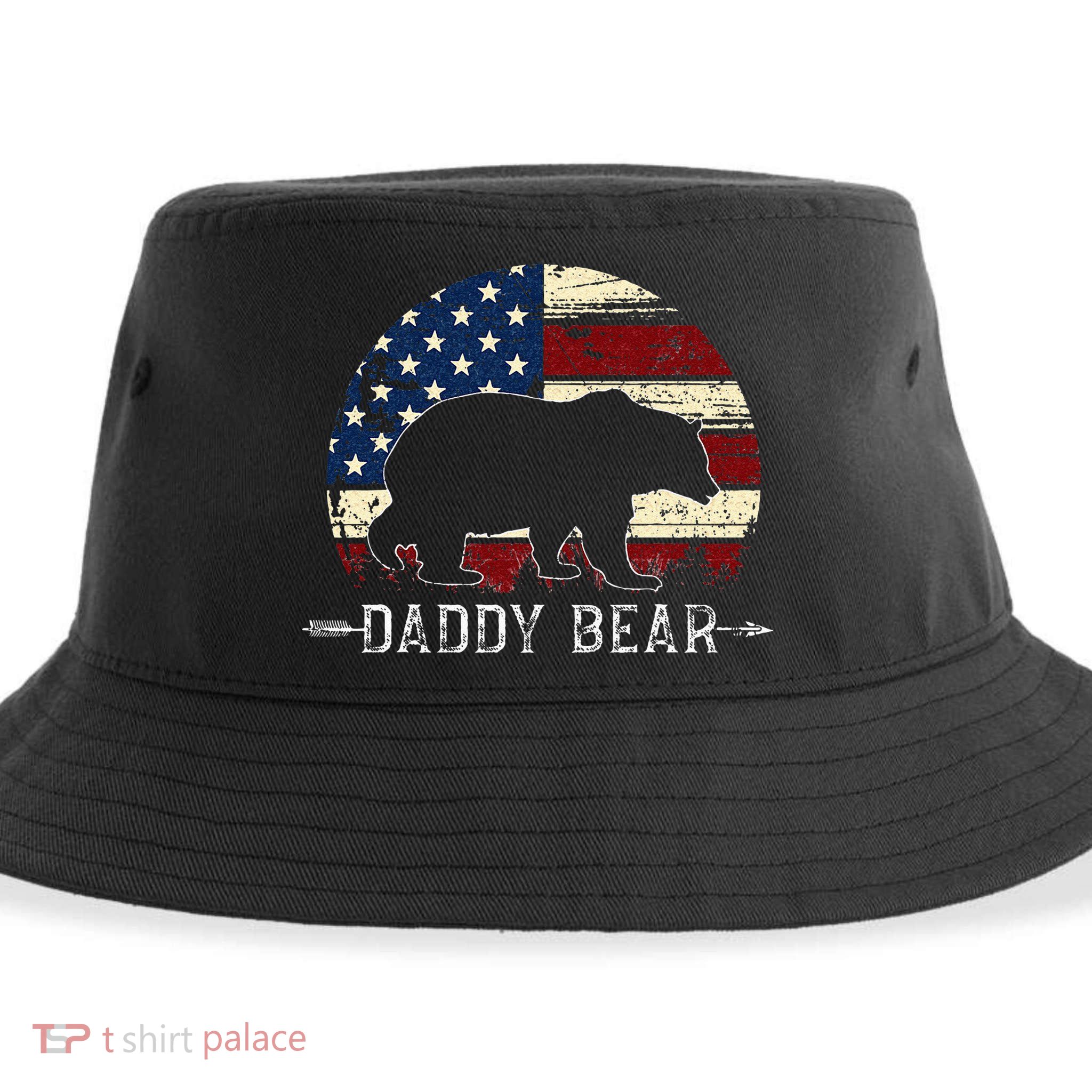 Daddy Bear American Flag 4th Of July Fathers Day Sustainable Bucket Hat