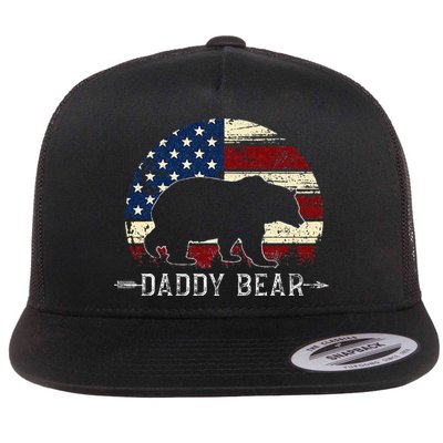 Daddy Bear American Flag 4th Of July Fathers Day Flatbill Hat
