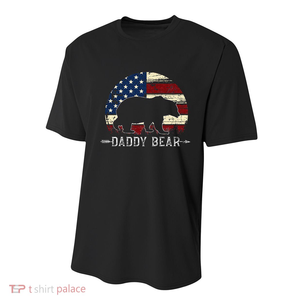 Daddy Bear American Flag 4th Of July Fathers Day Youth Performance Sprint T-Shirt