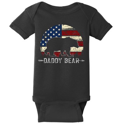 Daddy Bear American Flag 4th Of July Fathers Day Baby Bodysuit