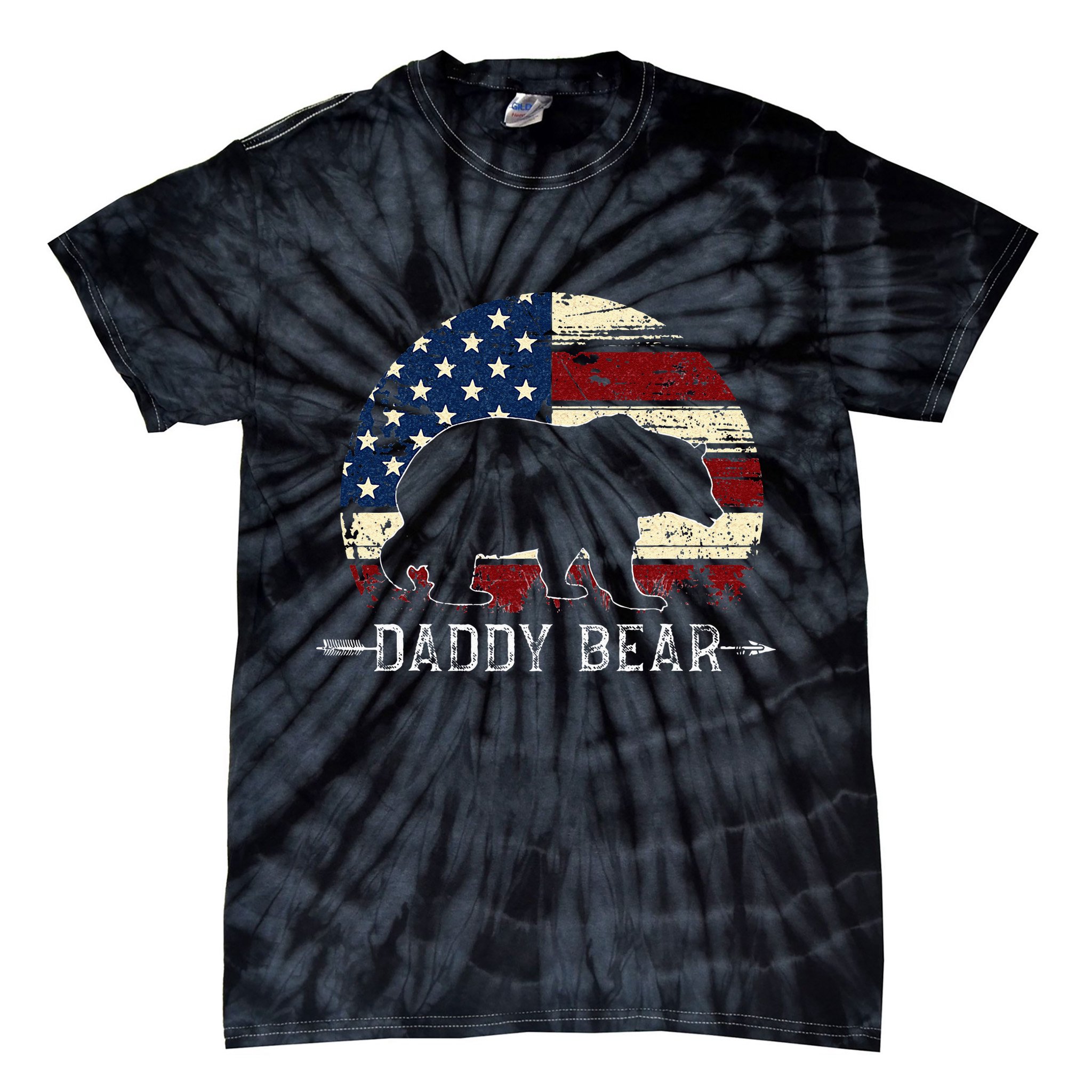 Daddy Bear American Flag 4th Of July Fathers Day Tie-Dye T-Shirt