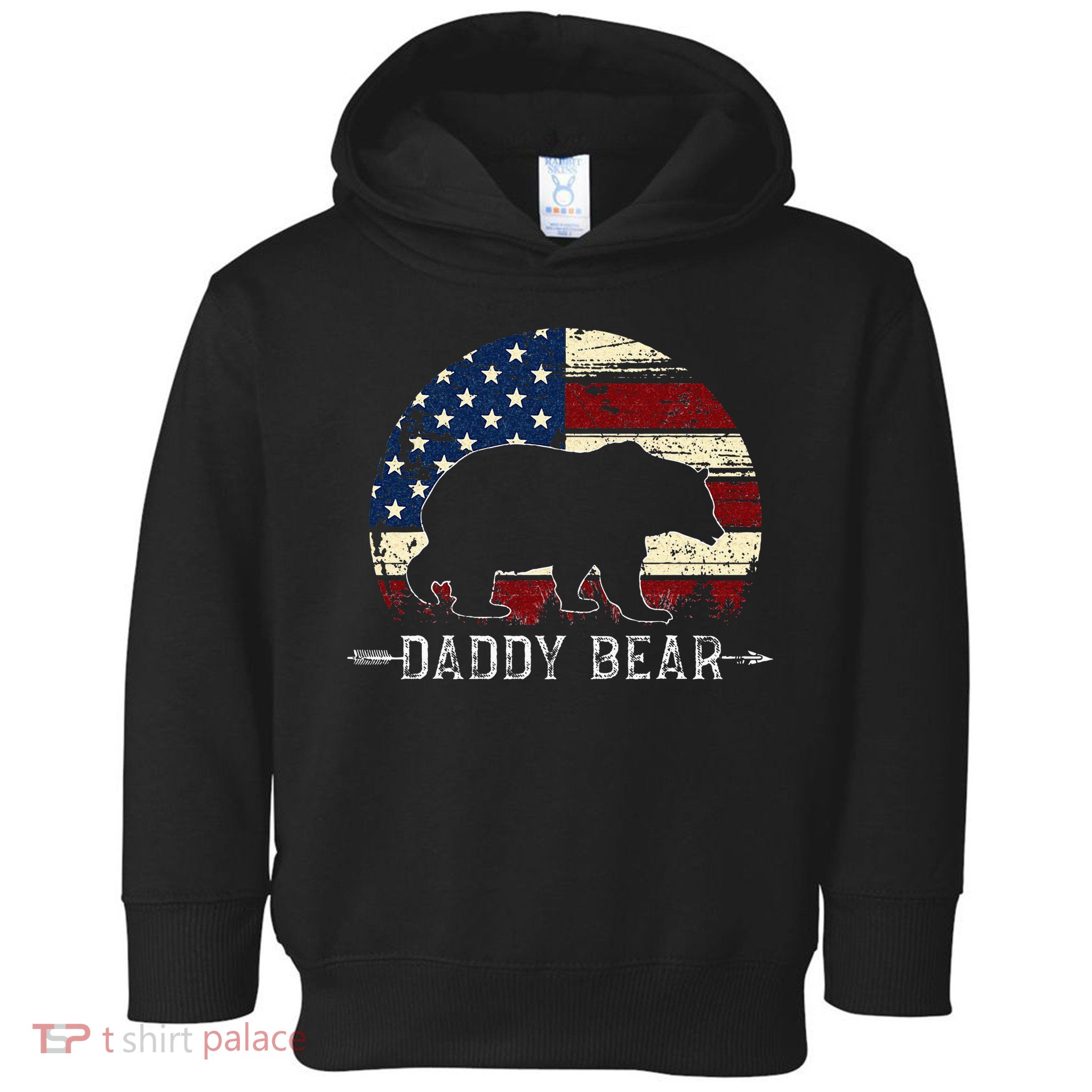 Daddy Bear American Flag 4th Of July Fathers Day Toddler Hoodie