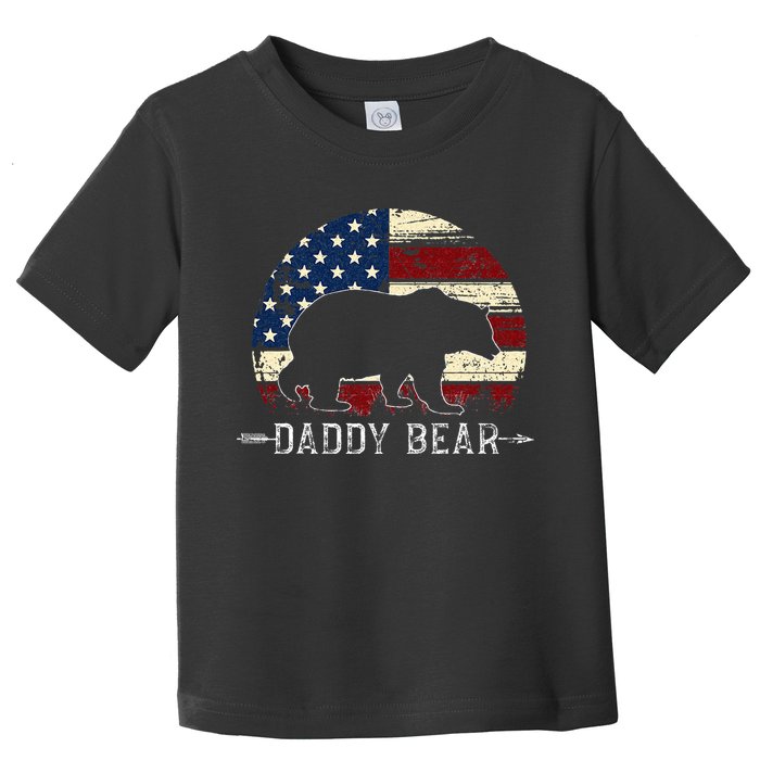 Daddy Bear American Flag 4th Of July Fathers Day Toddler T-Shirt