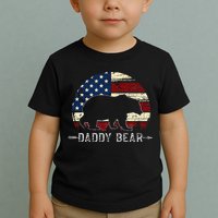 Daddy Bear American Flag 4th Of July Fathers Day Toddler T-Shirt