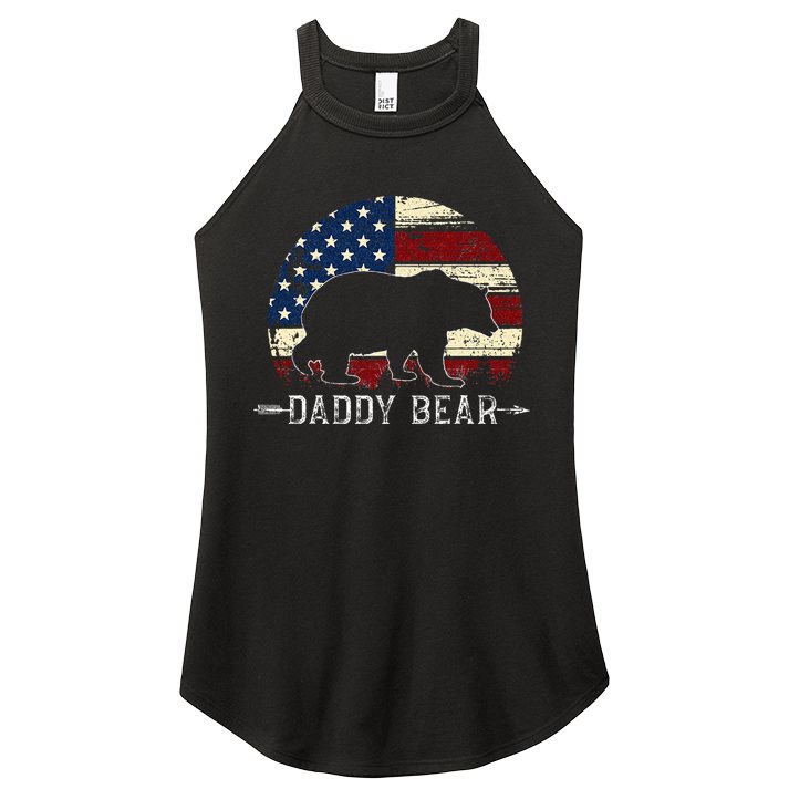 Daddy Bear American Flag 4th Of July Fathers Day Women's Perfect Tri Rocker Tank