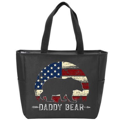 Daddy Bear American Flag 4th Of July Fathers Day Zip Tote Bag