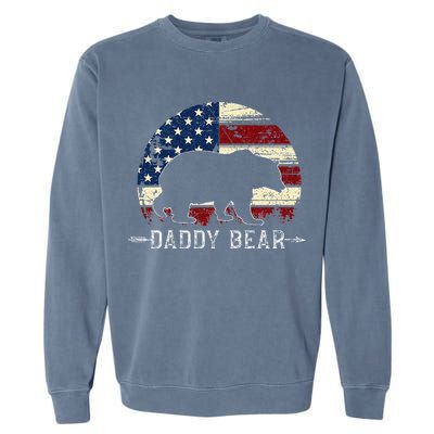 Daddy Bear American Flag 4th Of July Fathers Day Garment-Dyed Sweatshirt