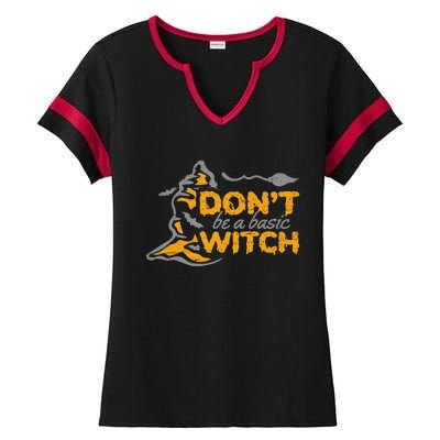 Dont Be A Basic Witch Witch Gift Ladies Halftime Notch Neck Tee