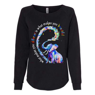 Different Beautiful Autism Awareness Puzzle Piece Elephant Womens California Wash Sweatshirt