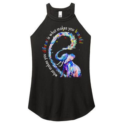 Different Beautiful Autism Awareness Puzzle Piece Elephant Women’s Perfect Tri Rocker Tank