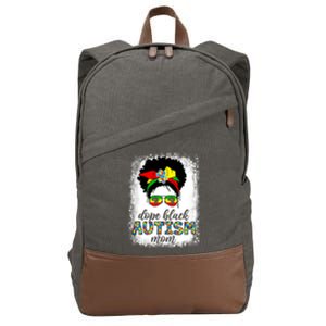 Dope Black Autism Mom Messy Bun Juneteenth Black History Gift Cotton Canvas Backpack