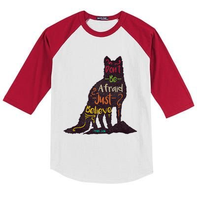 Don't Be Afraid Just Believe Kids Colorblock Raglan Jersey