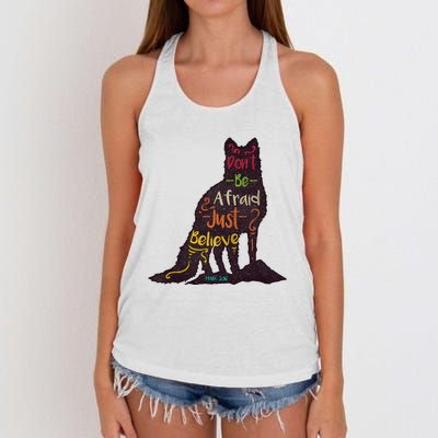 DonT Be Afraid Just Believe Women's Knotted Racerback Tank